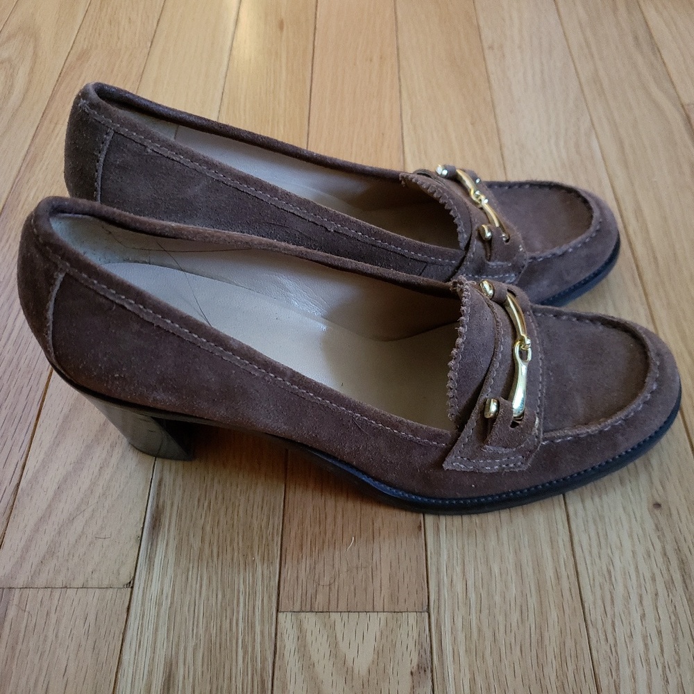 Franco Sarto brown suede loafer pumps